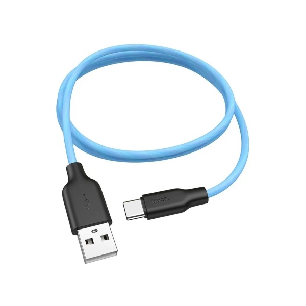 Кабель HOCO X21 Plus USB Type-C cable, 1м, 2.4A, чёрно-голубой